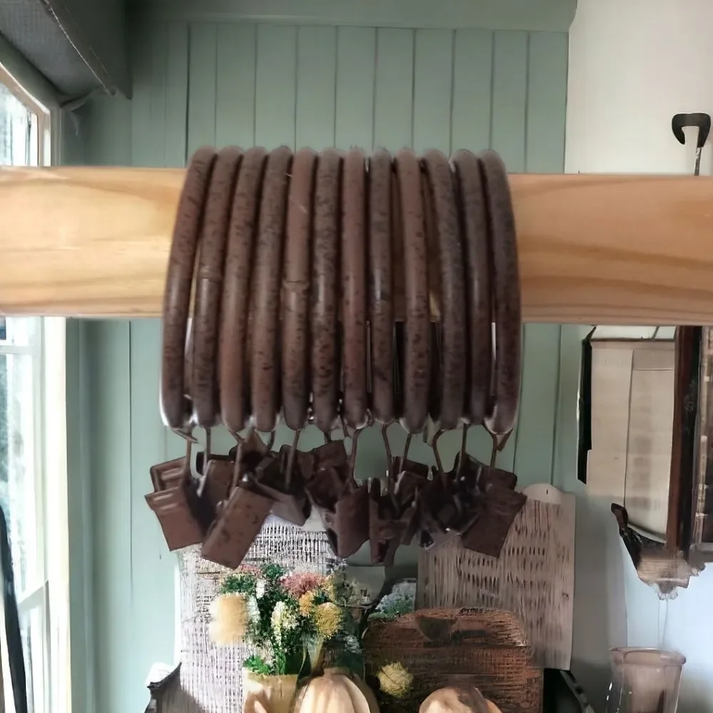 12 Metal Curtain Rings With Clips Dark Brown Bronze Farmhouse 2.25